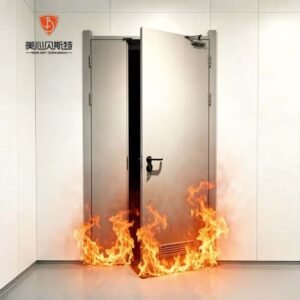 Steel Fire Rated Door Security Fireproof Exit Door with windows for Apartment