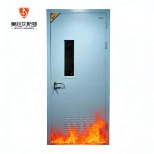 Modern Fireproof Steel Door with Finished Side Opening for Exterior Use in Supermarkets Hospitals for Commercial