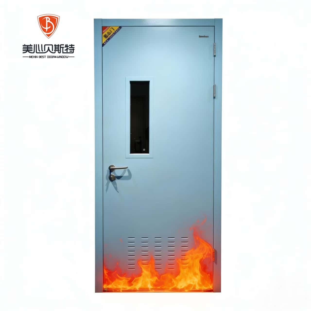 Modern Fireproof Steel Door with Finished Side Opening for Exterior Use in Supermarkets Hospitals for Commercial