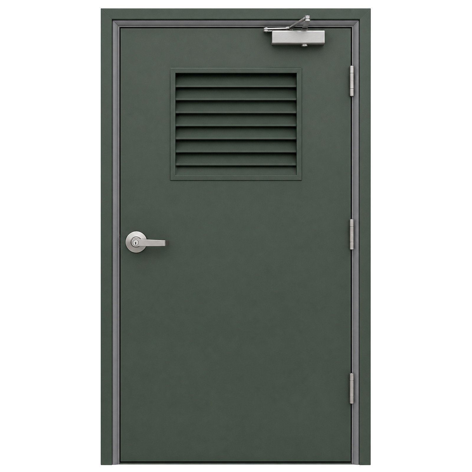 Acoustic Door Soundproof Metal Steel Door Fire Rated Green Hollow Metal With Louver Wide Compression Sealing Strip