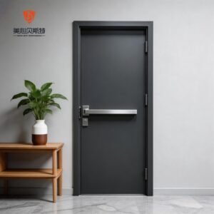 Modern Minimalist Steel Fire Door Exterior Front Entrance Door with Fire Prevention Finished Surface Metal Security Door