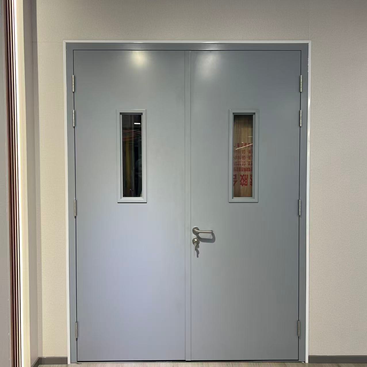 Modern Steel Fire Door with Glass Window Finished Surface for for Commercial Use with Fire Prevention