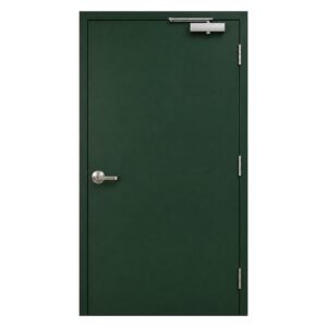 Industrial Door Swing Hinged Hollow Metal Steel Door Fire Rated Green Heavy Duty Steel Stiffened Leaf Single Leaf