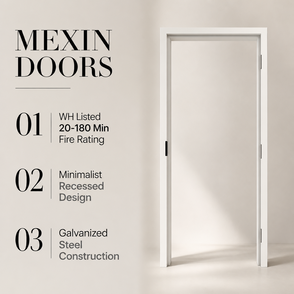 Galvanized Steel Fireproof Door Frame Set Pre-Punched Hardware Cutouts Fire-Rated Anchor Screws Interior Door Frame Wholesale