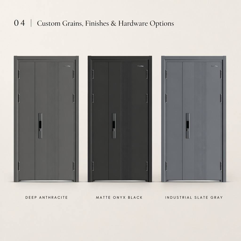 Heavy Duty 180 Min Fireproof Steel Entry Door CE Certified Finished Outdoor Security Door Set with Integrated Pull Handle