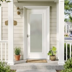 America Residential Entry Exterior Front Door Replacement Frosted Tempered Glass Windproof Insert Kit Different Colors Frame