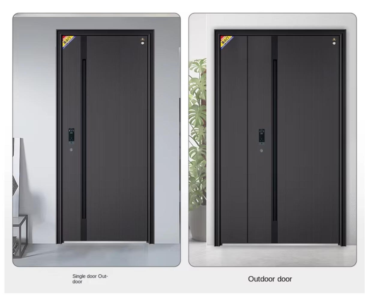 Class a Modern Steel Double Swing Entry Door | Anti-Theft Security Exterior Door for Home & Villa