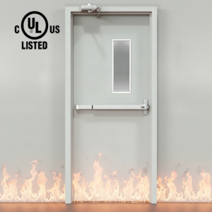 Factory Price ASTM AISI Standard Steel Fire Door – UL Approved Commercial Residential Building Fireproof Door with Panic Bar