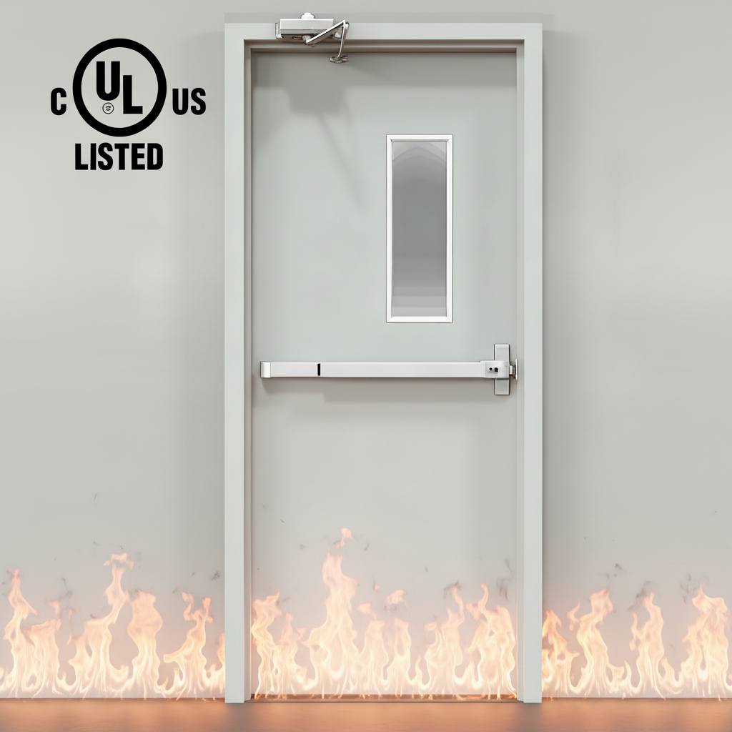Factory Price ASTM AISI Standard Steel Fire Door - UL Approved Commercial Residential Building Fireproof Door with Panic Bar