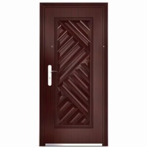 EN ISO Certified Galvanized Steel PVC Membrane Security Entrance Anti-theft Door, Filled with Polyurethane.