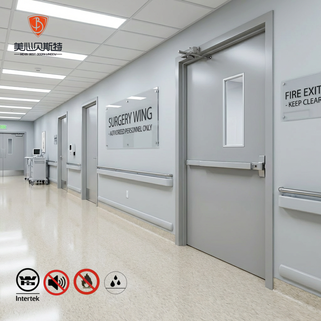 Heavy Duty WH Warnock Hersey Certified 180 Minutes Fire Rated Steel Door with Frame Galvanized Metal Fireproof Door Commercial