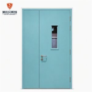UL Listed Double Leaf Steel Fire Door 60 90 180 Minute Fire Rated with Observation Window for US Commercial Building