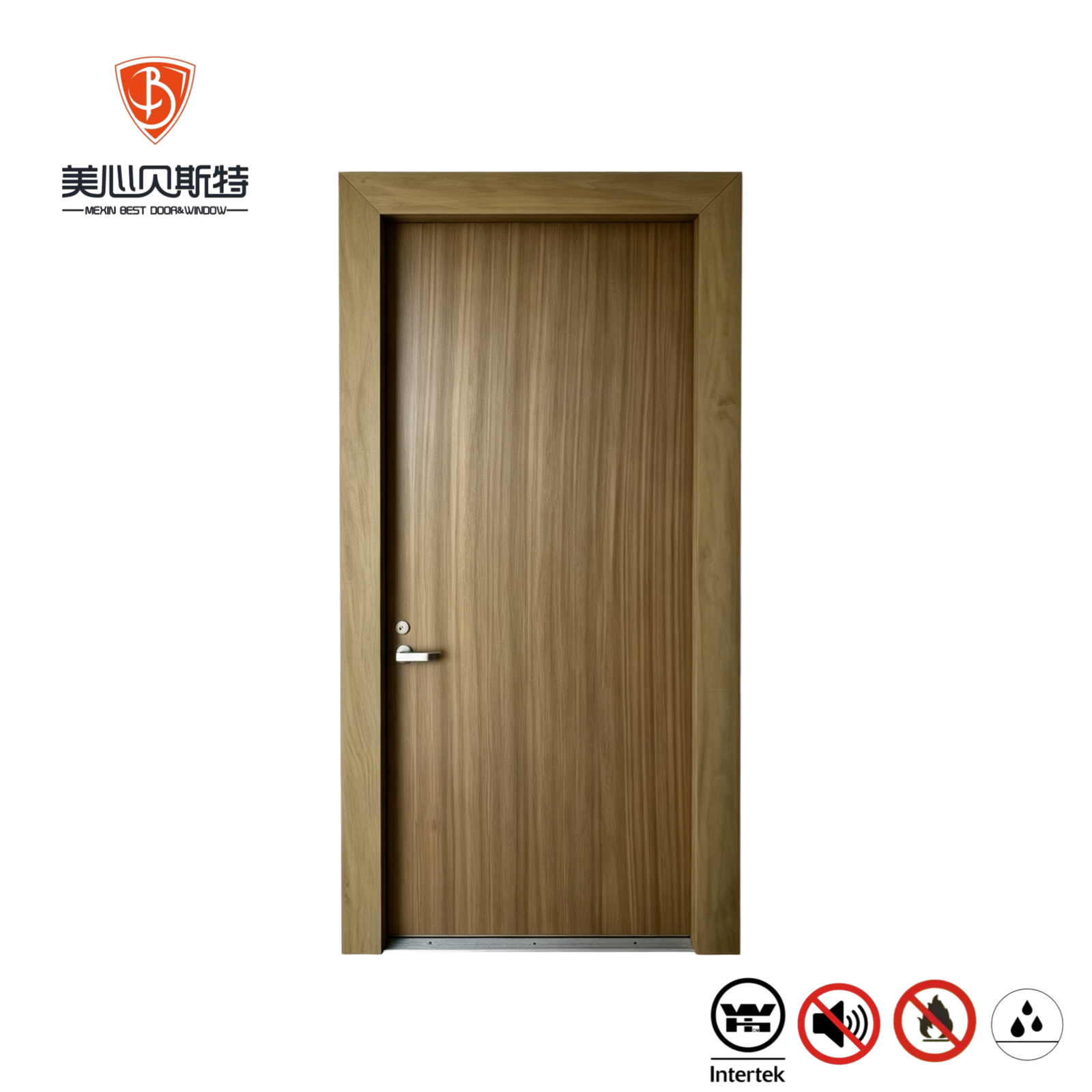 WH Certified Warnock Hersey 20 45 60 90 Mins Fire Rated Wooden Door for USA North America Hotel Project Solid Core Timber Door