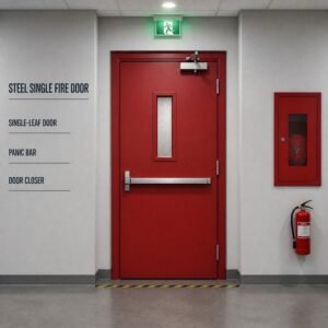 3Hour Fire Rated single Leaf Steel Fire Door with Fire Rated Vision Panel for US Commercial Building Projects