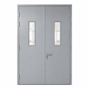 Steel Fire Door Double Leaf 3 Hour Fire Rated with Vision Panel for Warehouse Stairwell Parking Garage Commercial