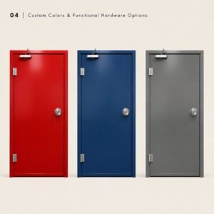 Heavy Duty Steel Fire Door Set Multi-Color Options Red Blue Yellow Fireproof Entry Door with Ball Knob