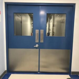 Hermetic Fire Door Steel Hospital Door Double Leaf with Glass Window