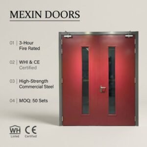 Doors Custom Commercial Double Fire Door Manufacturer Wholesale High Security Steel Exit Doors for School Warehouse