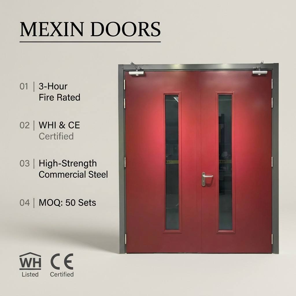 Doors Custom Commercial Double Fire Door Manufacturer Wholesale High Security Steel Exit Doors for School Warehouse