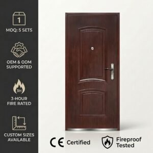 CE Certified 3 Hours Fire Rated Main Entrance Door European Standard Security Steel Wooden Door for Villa Apartment Project