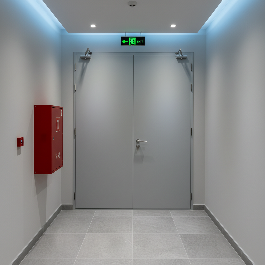 CE Approved Modern Fire Resistant Steel Door 180 Minutes Finished Emergency Exit Interior/Exterior Hospitals Warehouses
