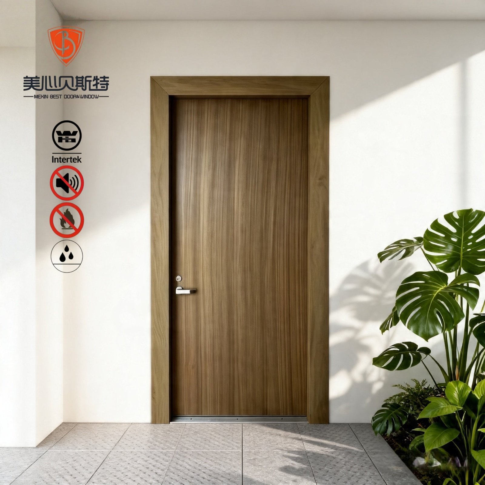 WH Certified 90 Mins Fireproof Wooden Door with Frame Intertek Warnock Hersey Timber Wood Door for Commercial Building Office