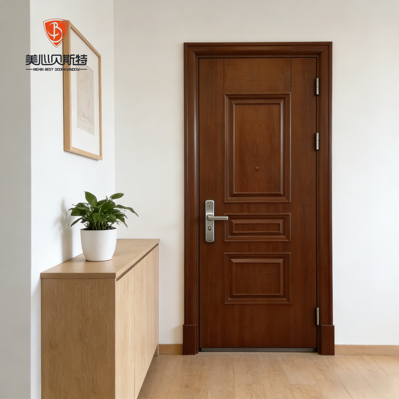 3H CE Certified Steel Entry Door | Fire Rated Security Door Commercial Use Apartment Exterior Modern Design