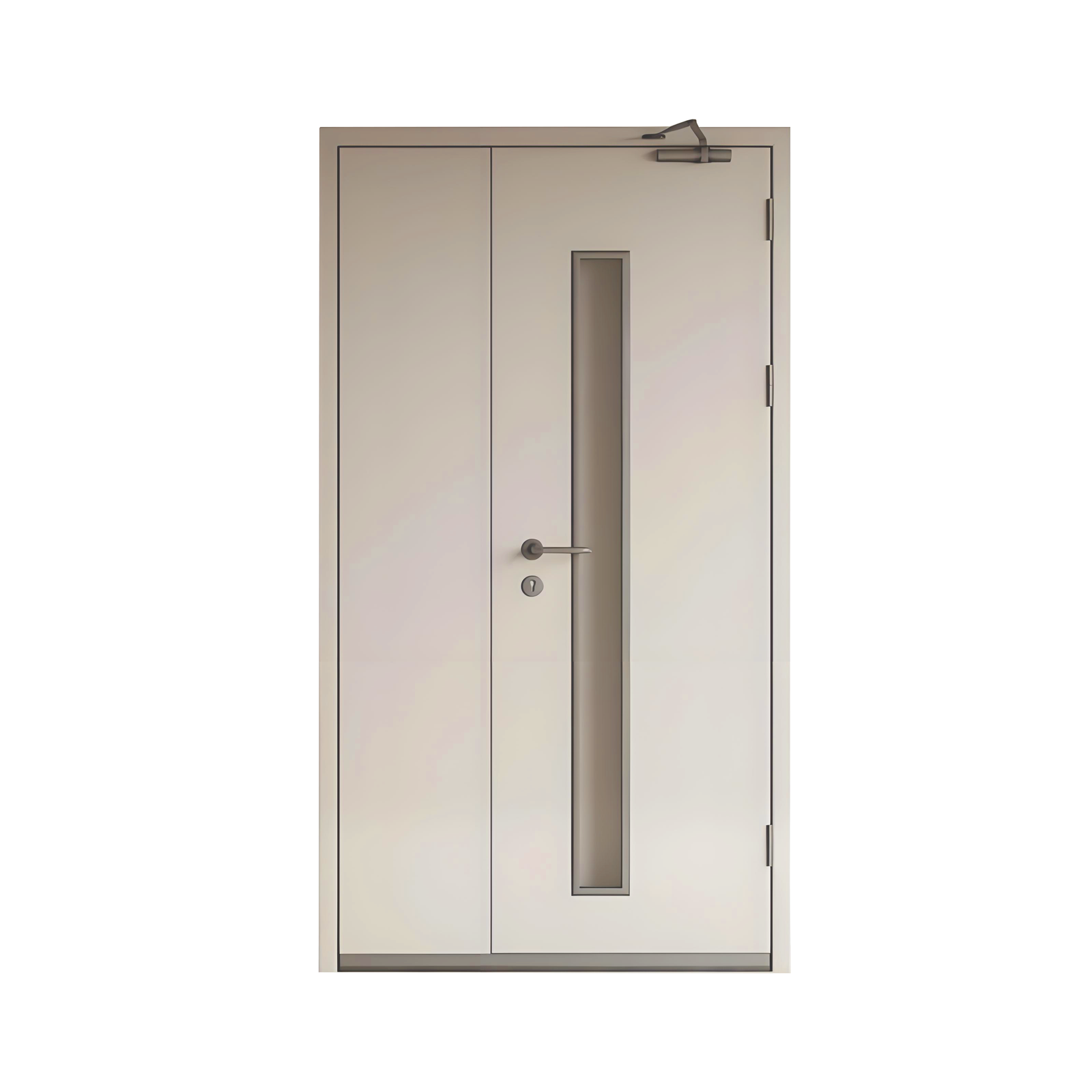 Steel Fire Rated Unequal Door With Fireproof Glass Flat Swing Door Pressure