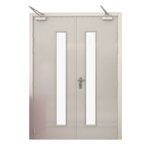 Double Swing Steel Fire Door for Mall & Hospital Corridor – Fire-Rated