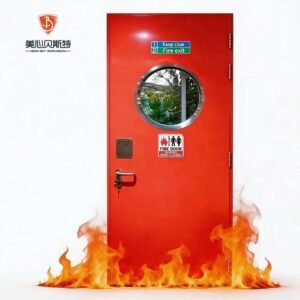 Outdoor Corridor Fire Door Colored Galvanized Steel Fireproof Doors with UL Certified Hardware