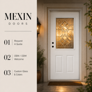 European Front Door Diamond Leaded Glass Insert Warp-Free Rot-Proof Thermally Broken Exterior Security Door