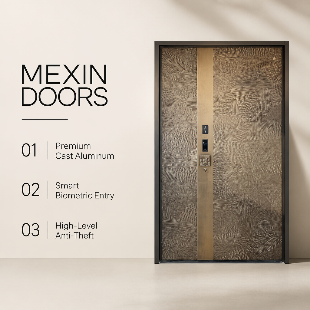 Premium Cast Aluminum Security Entrance Door for Luxury Villa Smart 3D Face Recognition Biometric Anti-Theft Door