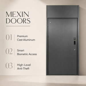 Premium Cast Aluminum Security Entrance Door Modern Luxury Villa Main Entry Door with Smart Biometric Lock