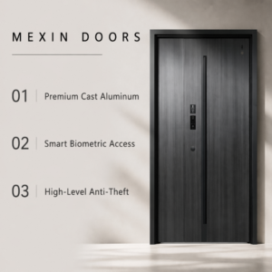 Premium Anti-Theft Metal Entry Door with Smart Biometric Lock Weather-Resistant Finished Cast Aluminum Front Door