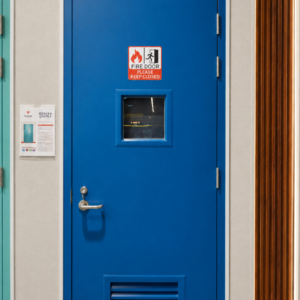 3 Hour Fire Rated Steel Door UL Listed Single Leaf 45mm Galvanized Steel Fire Door Powder Coated for Commercial Buildings