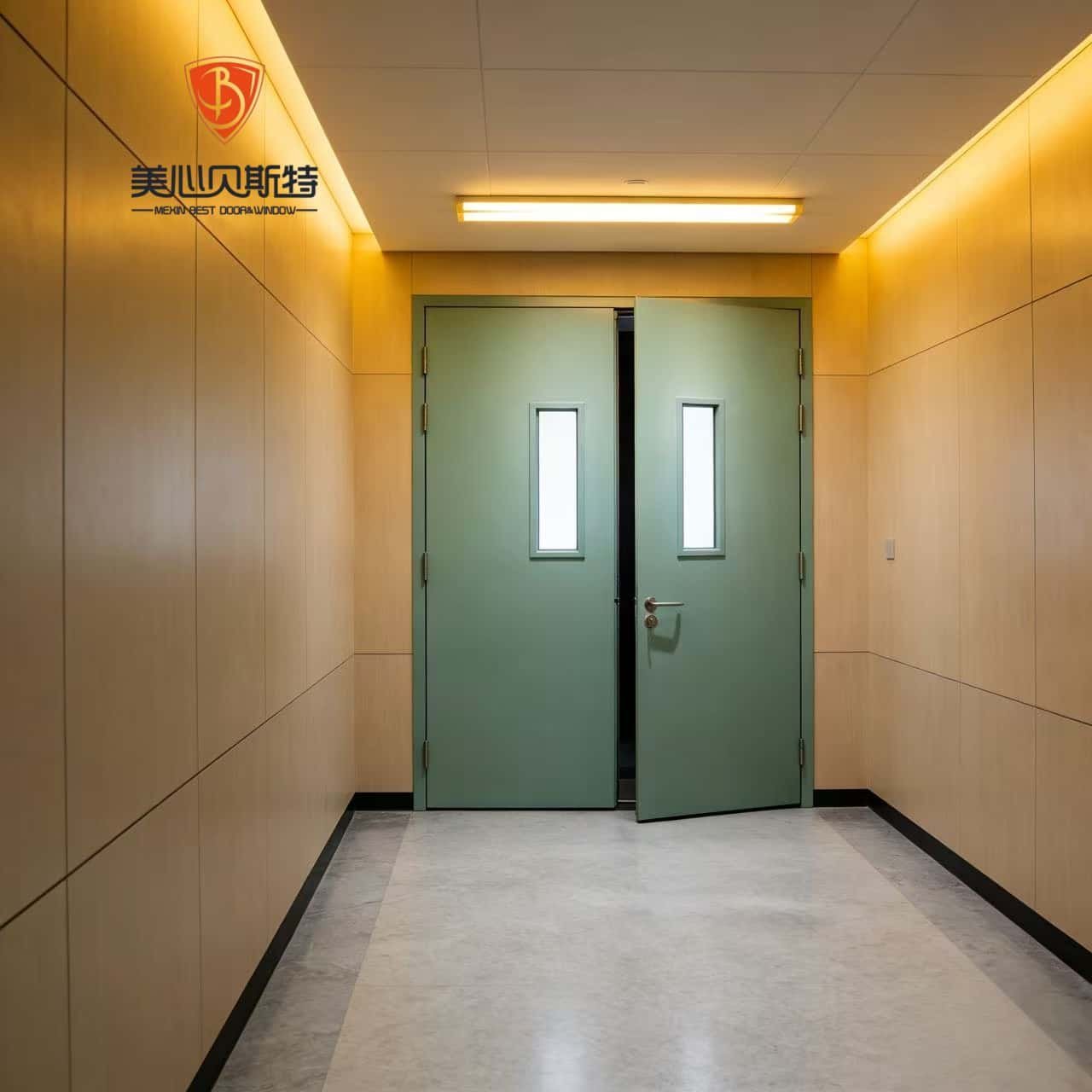Factory ODM/OEM Modern Steel Fire Resistant Safety Door Vision Panel Soundproof Thermal Insulation Fiberglass Interior - Image 2