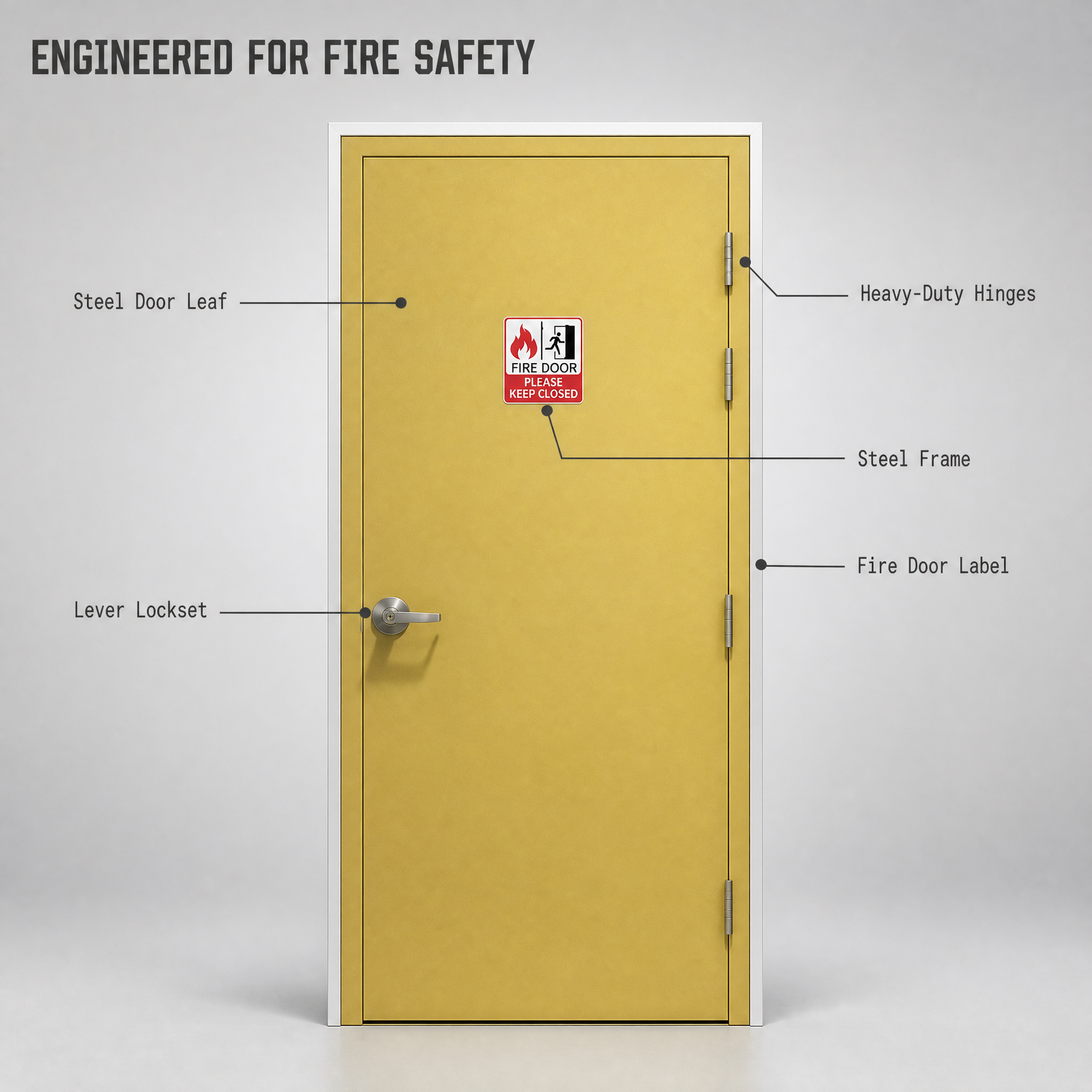 Steel Fire Door Double Leaf 60 90 180 Minute Fire Rated with Vision Panel for Warehouse Stairwell Parking Garage - Image 2