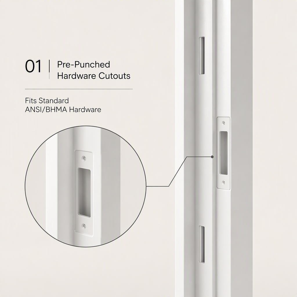 Galvanized Steel Fireproof Door Frame Set Pre-Punched Hardware Cutouts Fire-Rated Anchor Screws Interior Door Frame Wholesale - Image 2