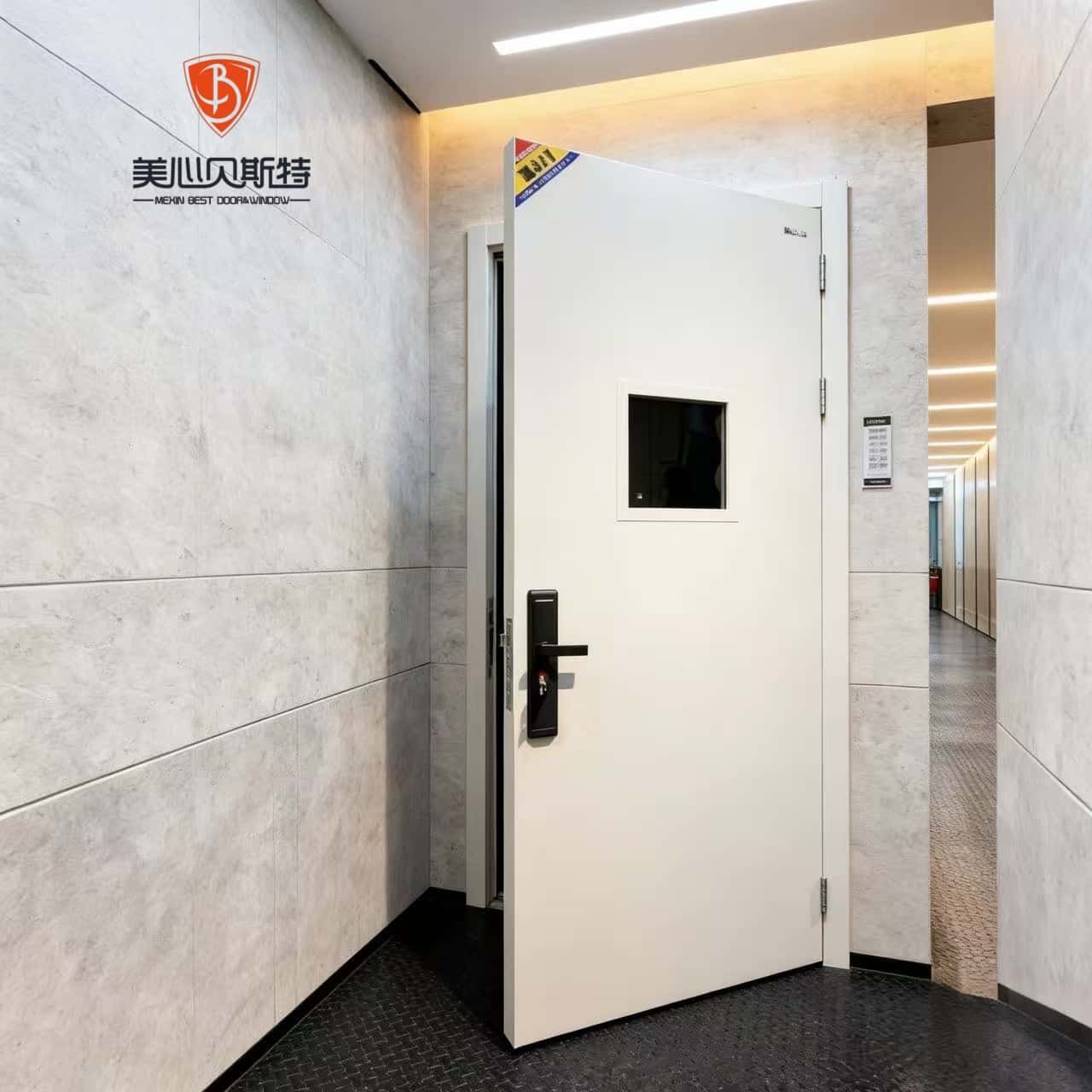 Steel Rated Fireproof Doors with Fiberglass Screen for Commercial Interior Use in Supermarket & Hospital - Image 2