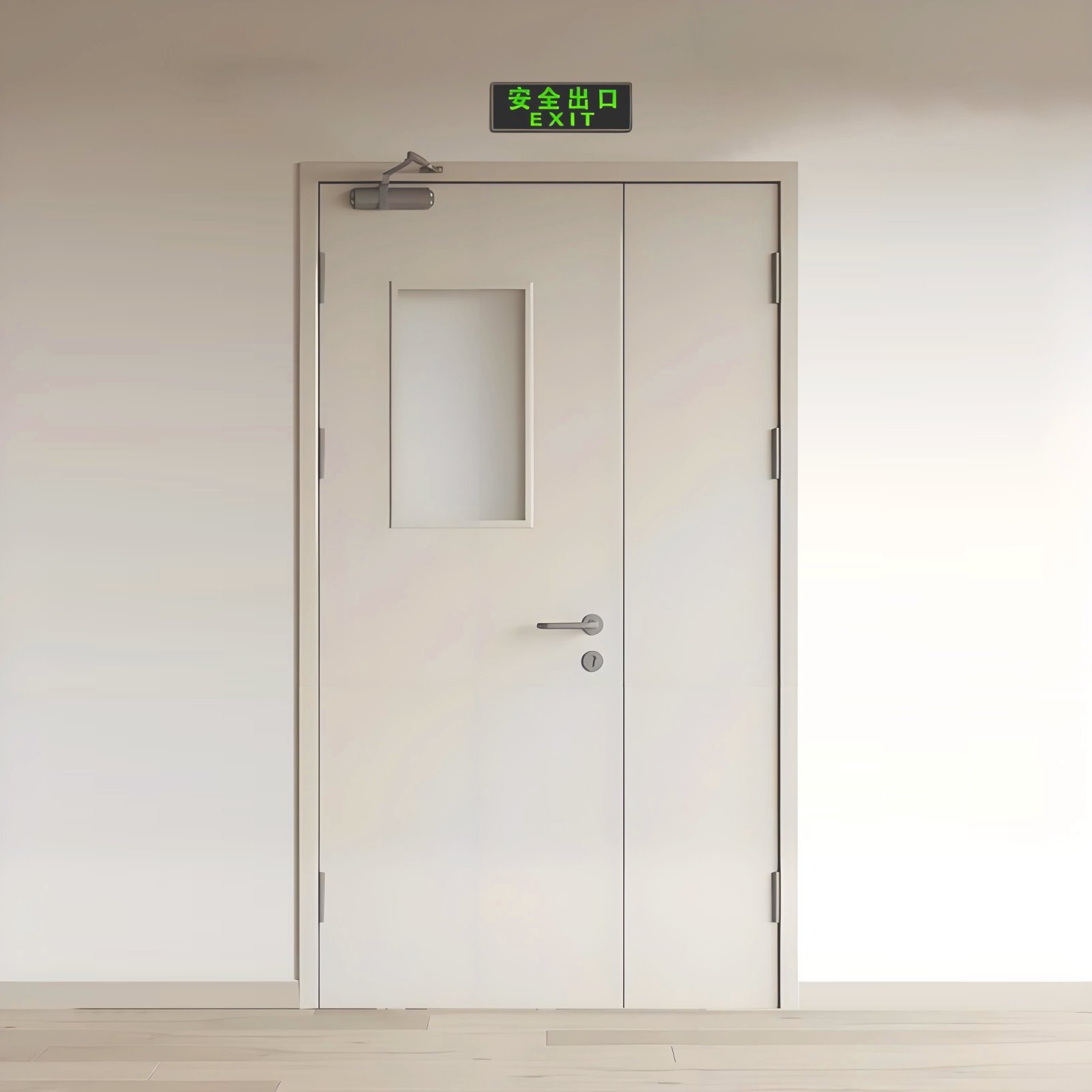 Modern Steel Fire Door with Glass Window Finished Surface for for Commercial Use with Fire Prevention - Image 2