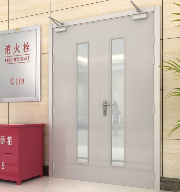 Double Swing Steel Fire Door for Mall & Hospital Corridor - Fire-Rated - Image 2
