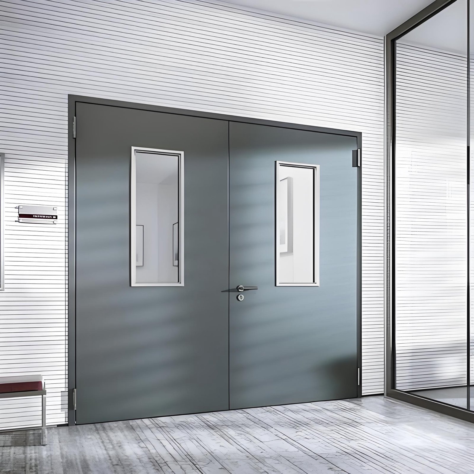 UL/WHI Certified Double Swing Metal Fire Door for Mall & Hospital - Fire-Rated - Image 2