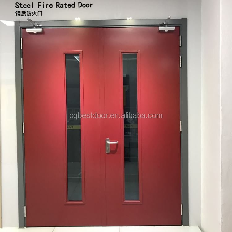 Metal Fire Rated Double Swing Door - With Glass Kit for Commercial/Residential Use - Image 2
