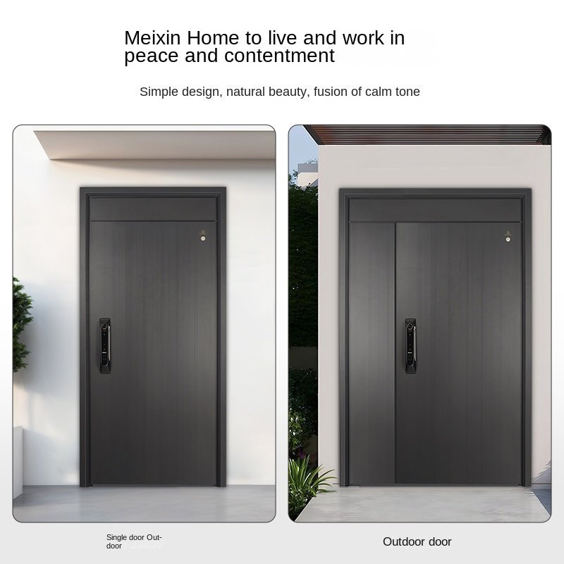 Modern Finished Steel Security Door Class a Fingerprint Lock Side Opening High-end Villa Entry Door 8905 - Image 2