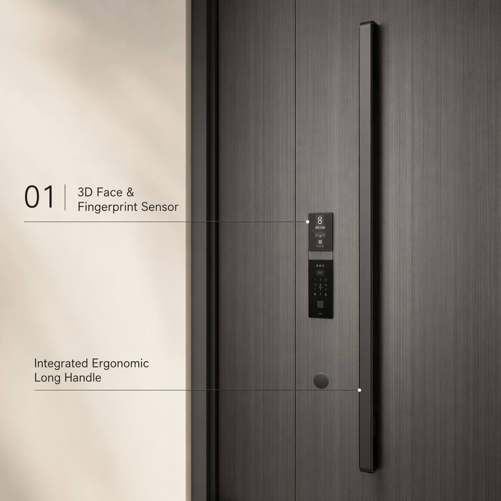 Premium Anti-Theft Metal Entry Door with Smart Biometric Lock Weather-Resistant Finished Cast Aluminum Front Door - Image 2