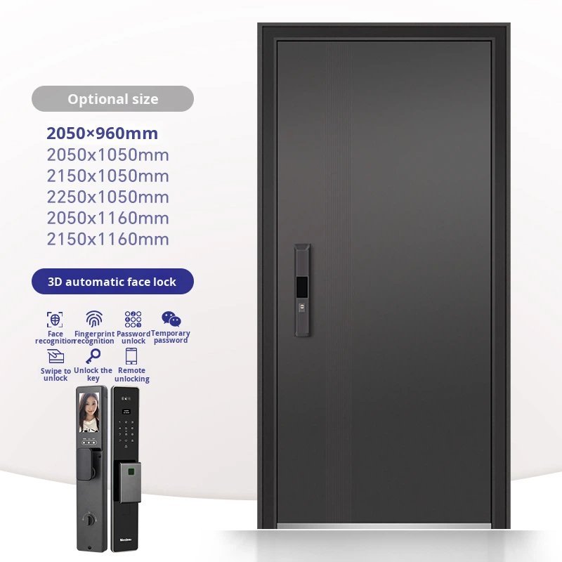 Steel Entry Door | Available As Unequal Door | Front Door for Home & Villa with Fingerprint Smart Lock ZK-6251 - Image 2