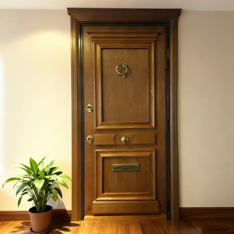 Modern Minimalist Design Interior Apartment Finished MDF Armored Security Anti-theft Steel Wooden Door - Image 2