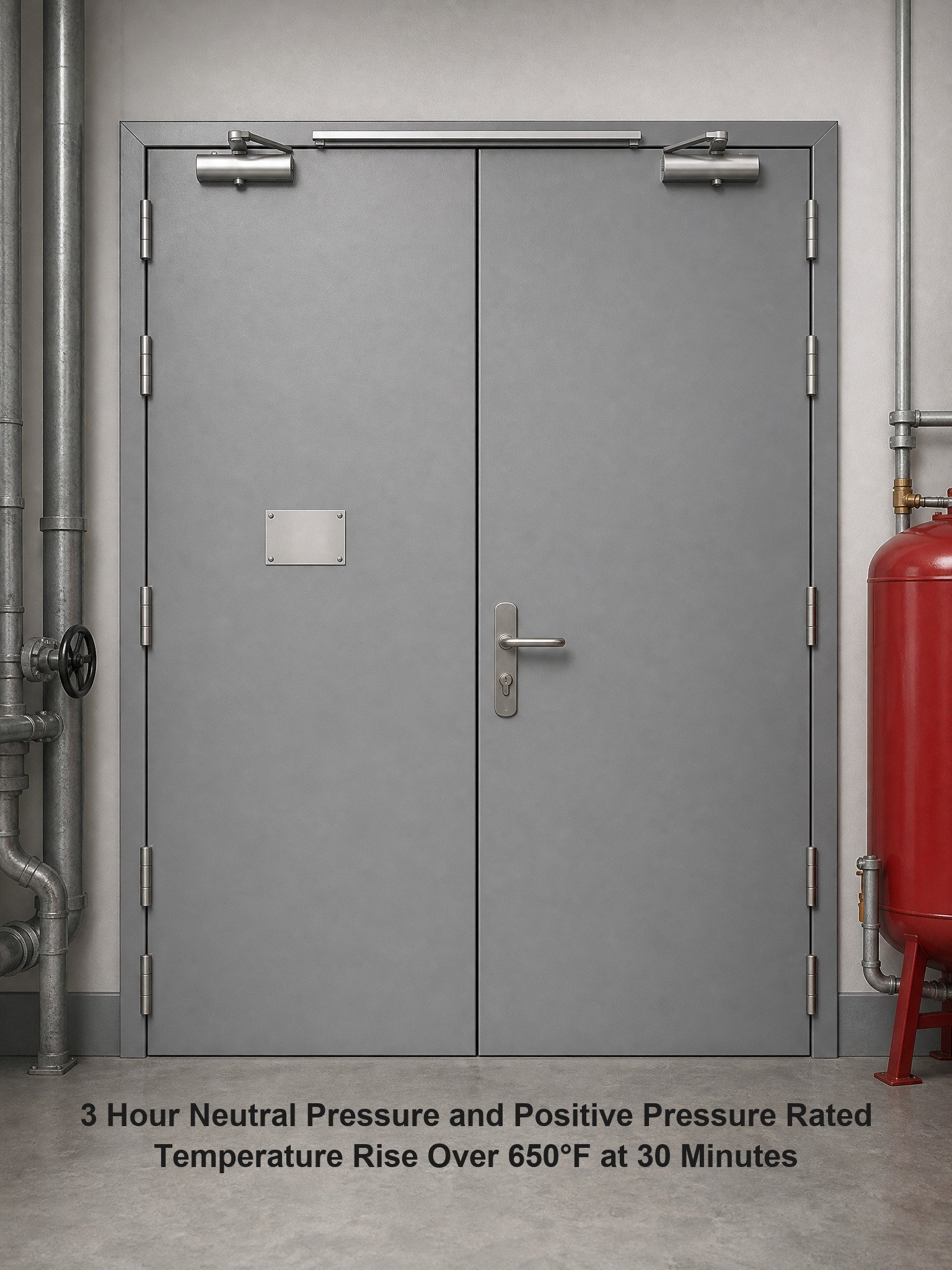 3Hour Fire Rated Double Leaf Steel Fire Door with Fire Rated Vision Panel for US Commercial Building Projects - Image 2