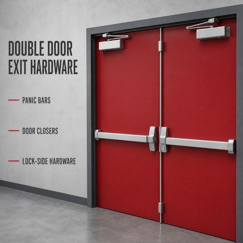 3Hour Fire Rated double Leaf Steel Fire Door with Fire Rated Vision Panel for US Commercial Building Projects - Image 2