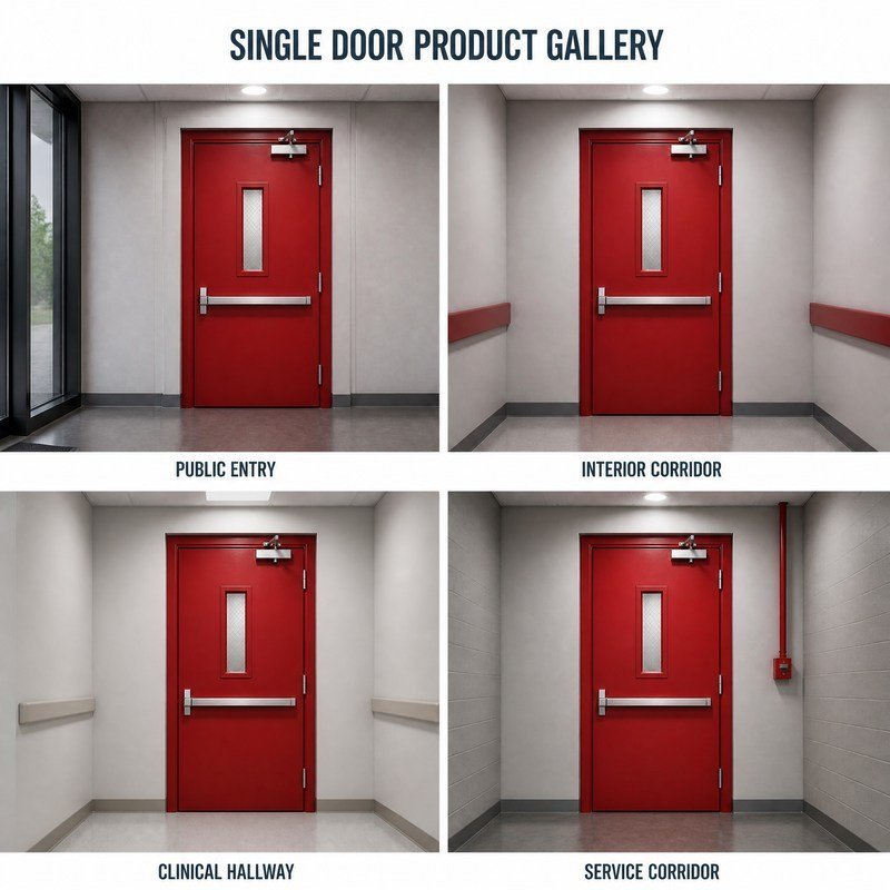 3Hour Fire Rated single Leaf Steel Fire Door with Fire Rated Vision Panel for US Commercial Building Projects - Image 2